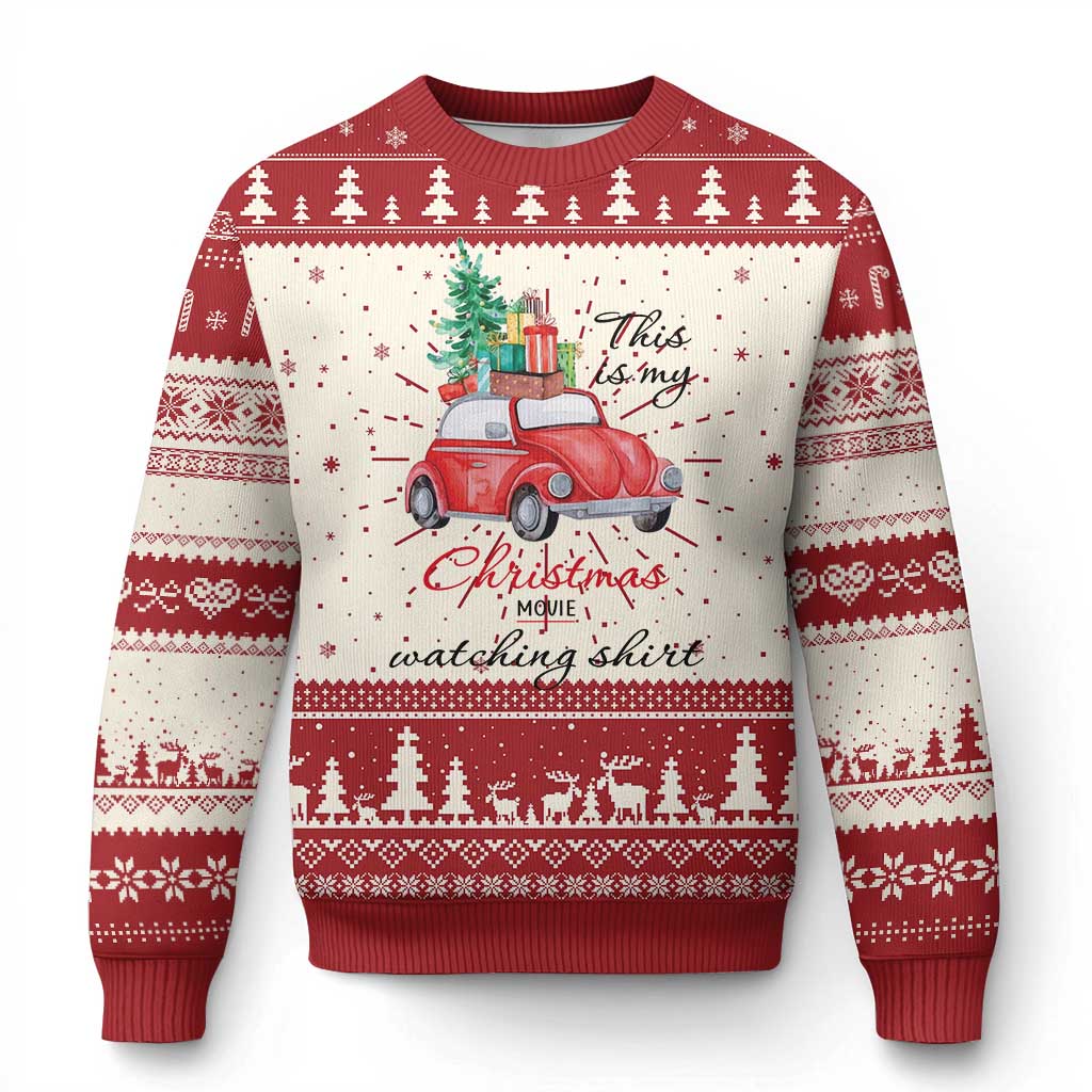 Funny This Is My Christmas Movie Watching Shirt Ugly Christmas Sweater Red Car Xmas Tree TS11 Red Print Your Wear