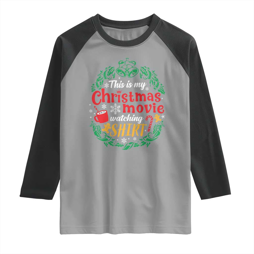 This Is My Christmas Movie Watching Shirt Raglan Shirt Gingerbread Cocoa TS11 Sport Gray Black Print Your Wear
