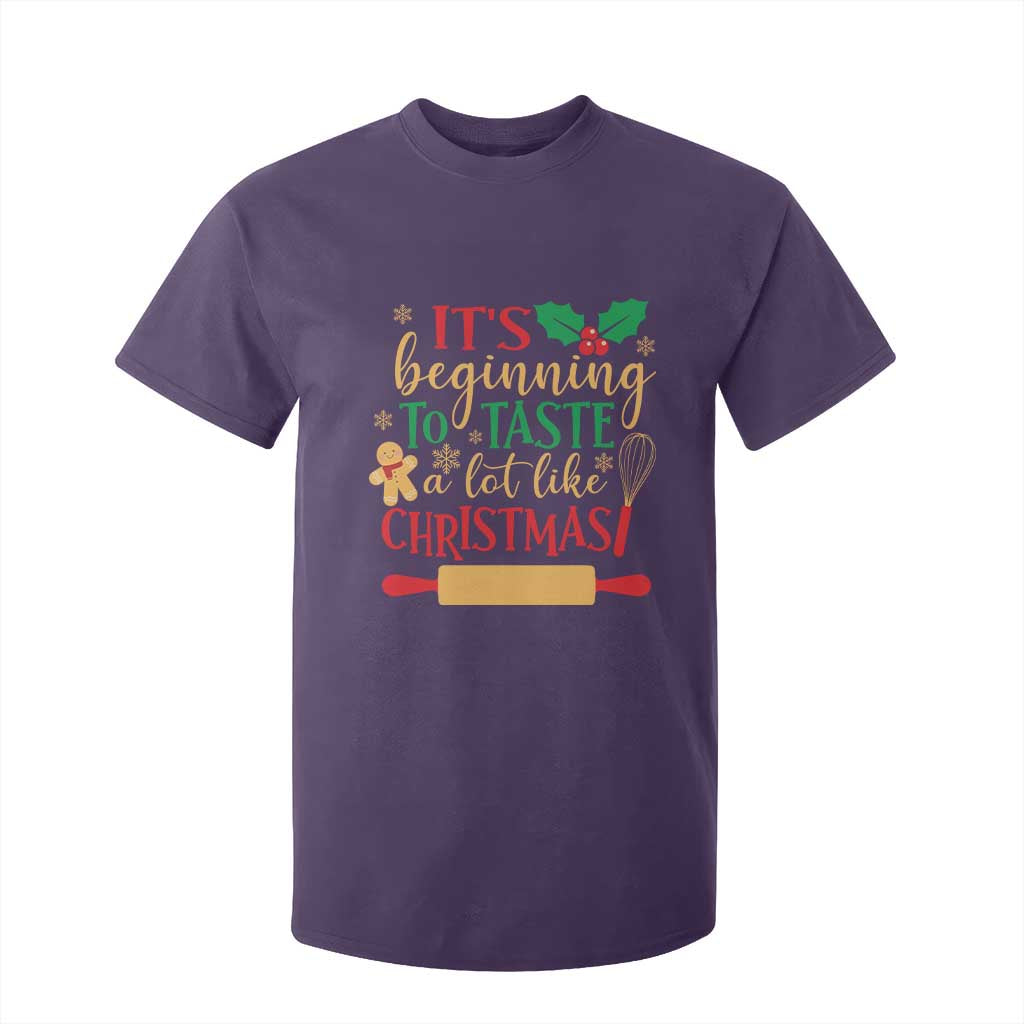 Funny Christmas Baker T Shirt For Kid It's Beginning To Taste A Lot Like Christmas Gingerbread TS11 Purple Print Your Wear