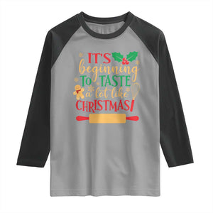 Funny Christmas Baker Raglan Shirt It's Beginning To Taste A Lot Like Christmas Gingerbread TS11 Sport Gray Black Print Your Wear