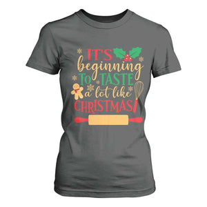 Funny Christmas Baker T Shirt For Women It's Beginning To Taste A Lot Like Christmas Gingerbread TS11 Dark Heather Print Your Wear