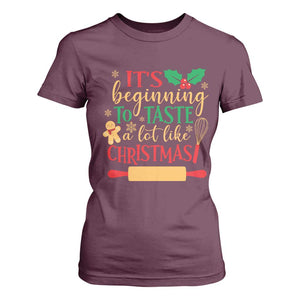 Funny Christmas Baker T Shirt For Women It's Beginning To Taste A Lot Like Christmas Gingerbread TS11 Maroon Print Your Wear