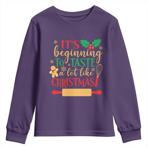 Funny Christmas Baker Youth Sweatshirt It's Beginning To Taste A Lot Like Christmas Gingerbread TS11 Purple Print Your Wear