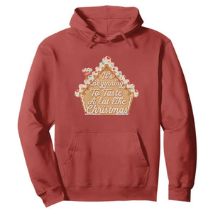 Funny Christmas Cookie Baking Hoodie It's Beginning To Taste A Lot Like Christmas Gingerbread House TS11 Red Print Your Wear