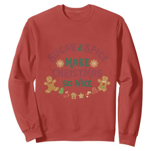 Funny Christmas Baking Sweatshirt Sugar And Spice Make Christmas So Nice Gingerbread TS11 Red Print Your Wear