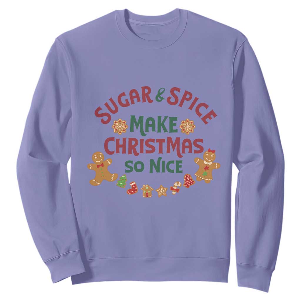 Funny Christmas Baking Sweatshirt Sugar And Spice Make Christmas So Nice Gingerbread TS11 Violet Print Your Wear