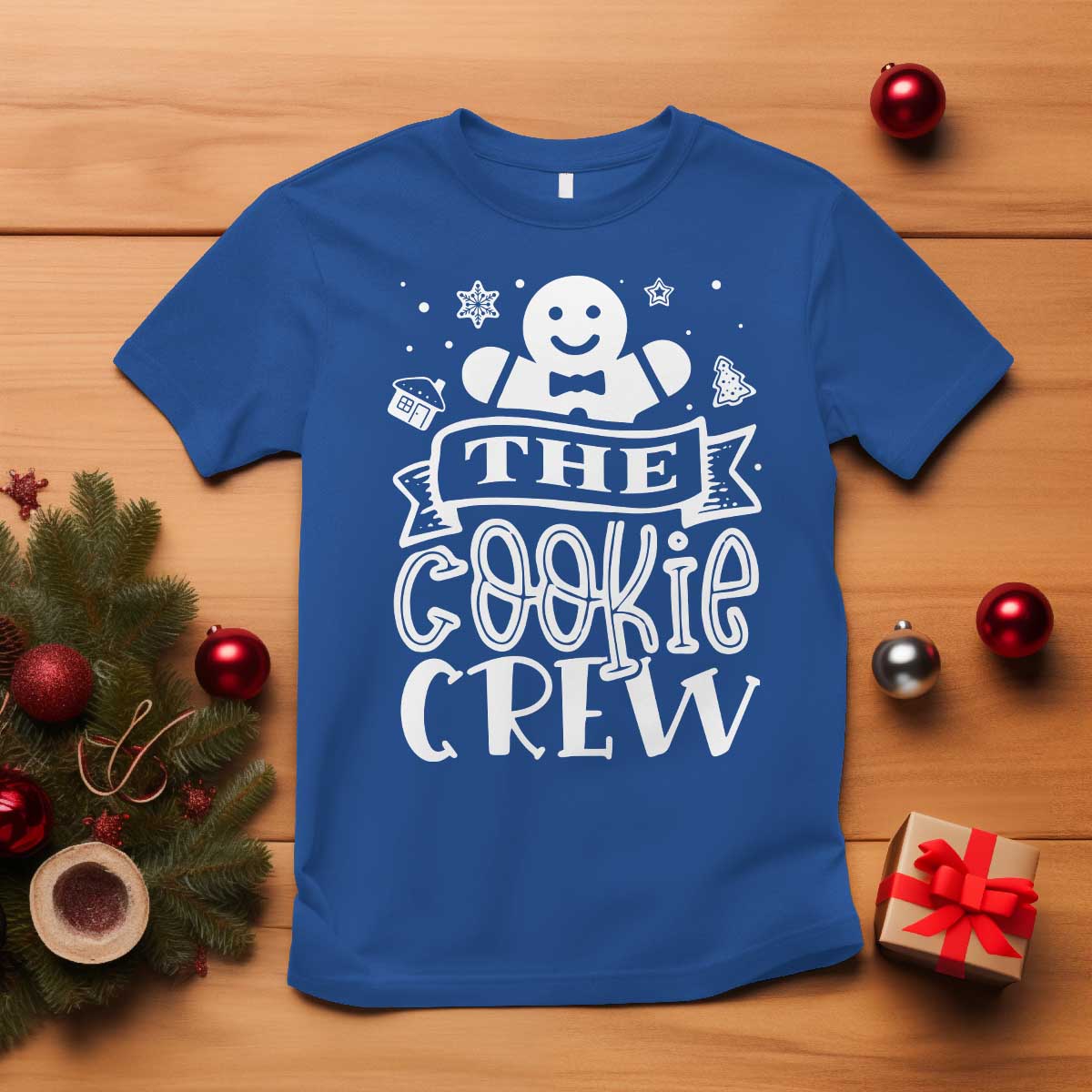 Funny The Cookie Crew T Shirt Christmas Baking Team Gingerbread TS11 Royal Blue Print Your Wear