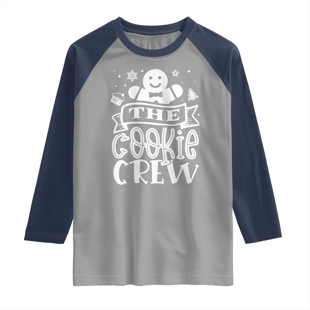 Funny The Cookie Crew Raglan Shirt Christmas Baking Team Gingerbread TS11 Sport Gray Navy Print Your Wear