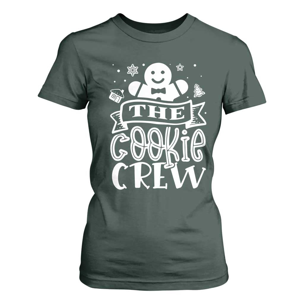 Funny The Cookie Crew T Shirt For Women Christmas Baking Team Gingerbread TS11 Dark Forest Green Print Your Wear