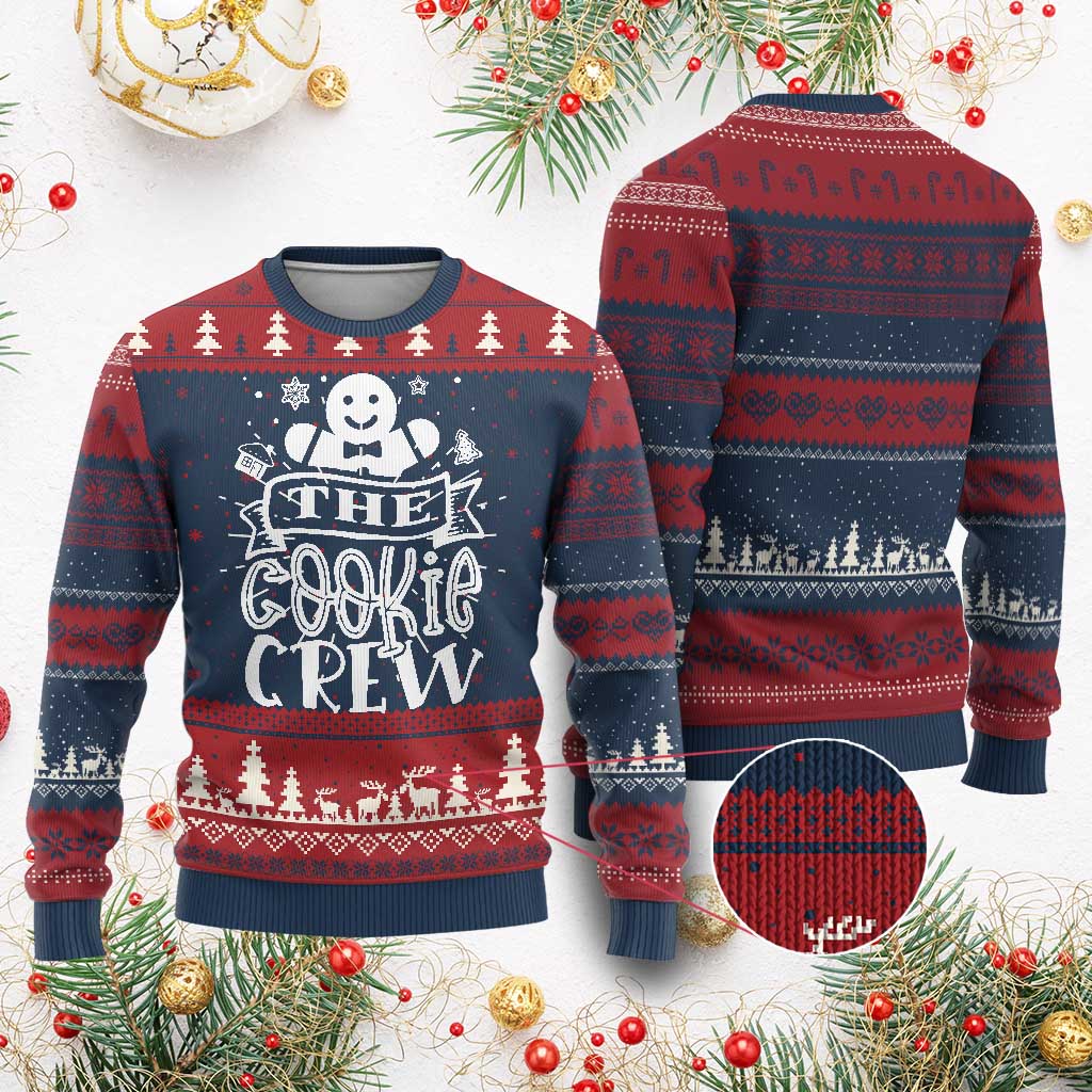 Funny The Cookie Crew Ugly Christmas Sweater Christmas Baking Team Gingerbread TS11 Burgundy Print Your Wear