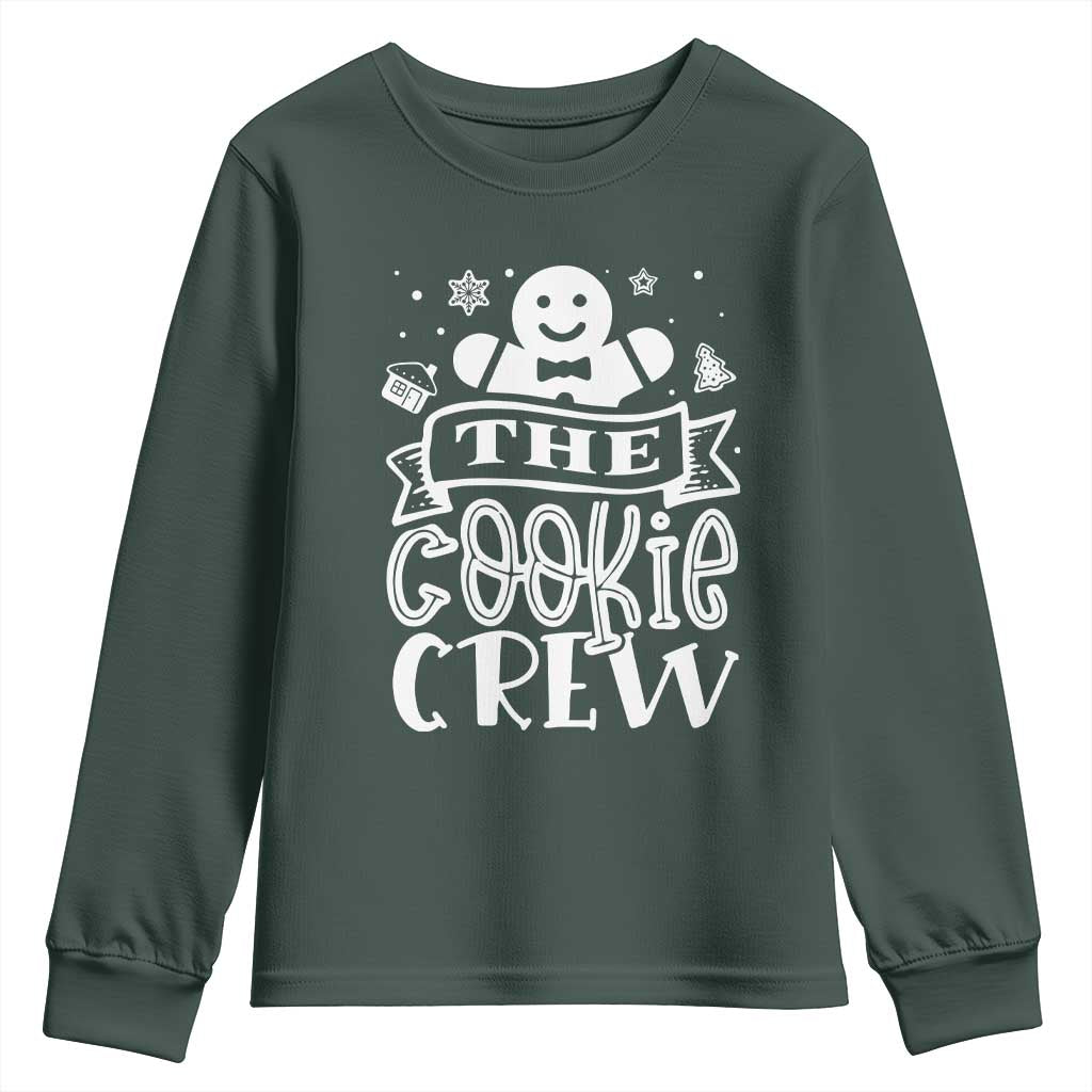 Funny The Cookie Crew Youth Sweatshirt Christmas Baking Team Gingerbread TS11 Dark Forest Green Print Your Wear