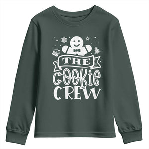 Funny The Cookie Crew Youth Sweatshirt Christmas Baking Team Gingerbread TS11 Dark Forest Green Print Your Wear