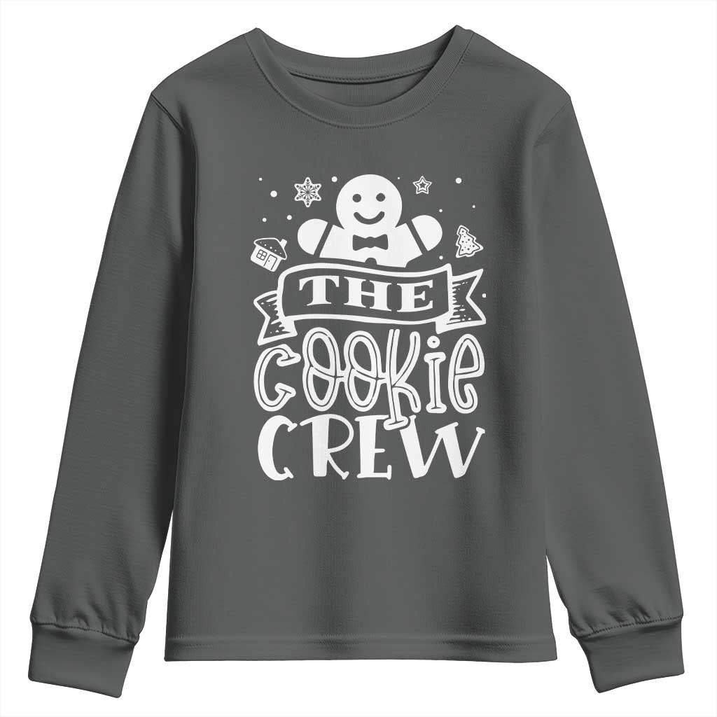 Funny The Cookie Crew Youth Sweatshirt Christmas Baking Team Gingerbread TS11 Dark Heather Print Your Wear