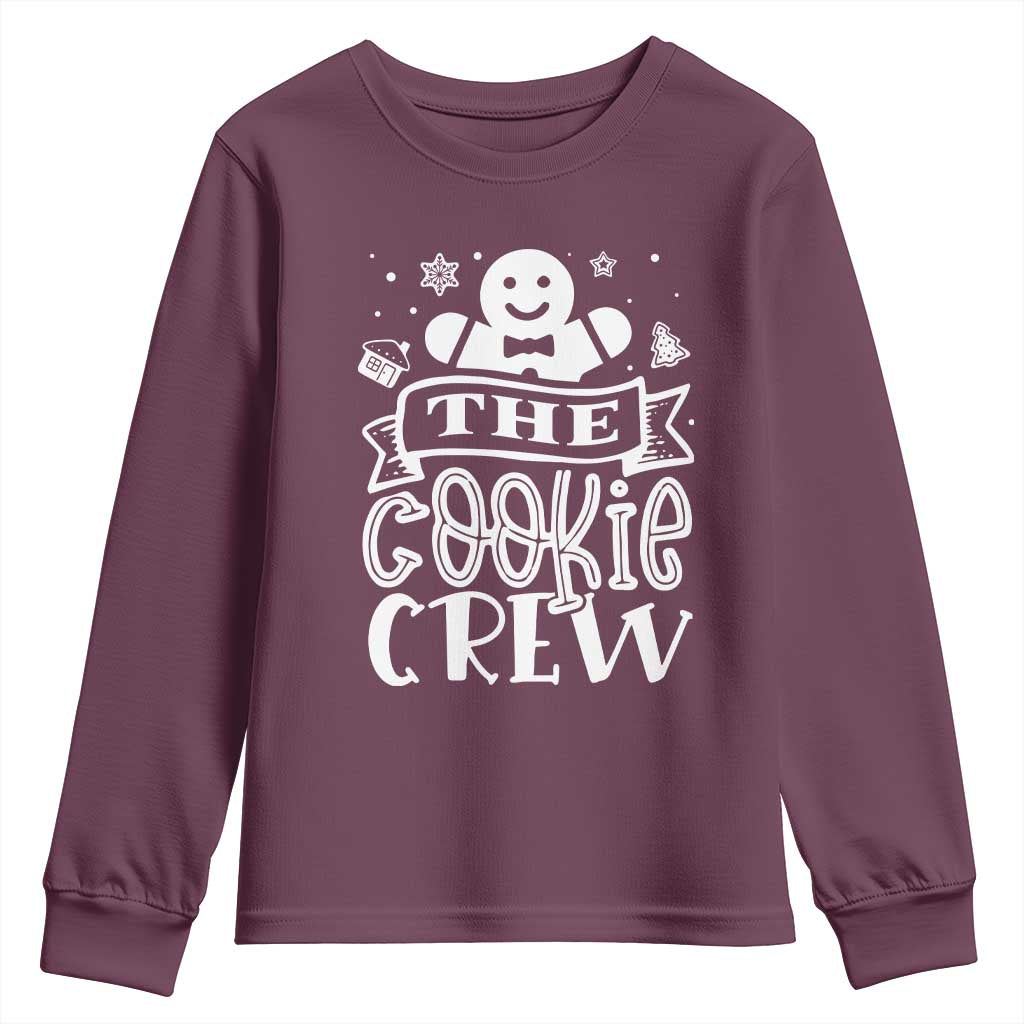 Funny The Cookie Crew Youth Sweatshirt Christmas Baking Team Gingerbread TS11 Maroon Print Your Wear