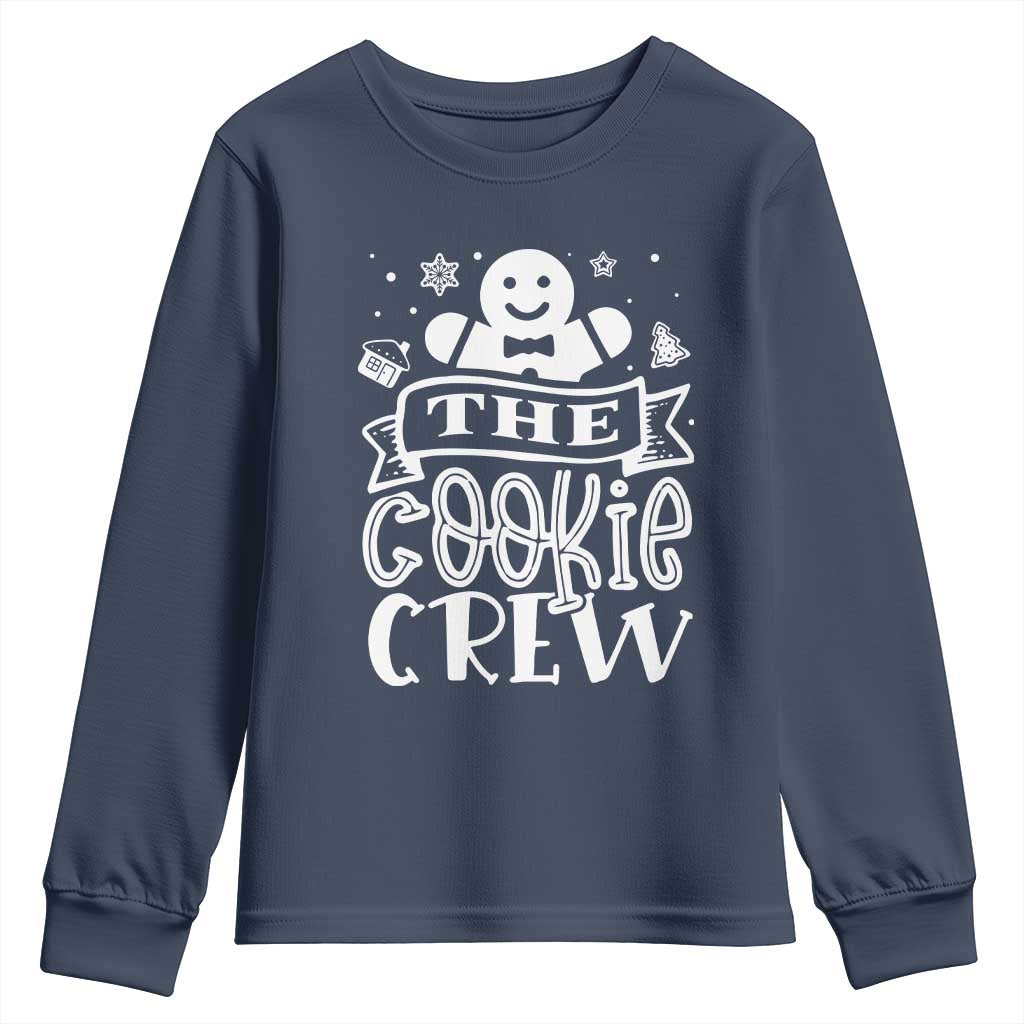 Funny The Cookie Crew Youth Sweatshirt Christmas Baking Team Gingerbread TS11 Navy Print Your Wear