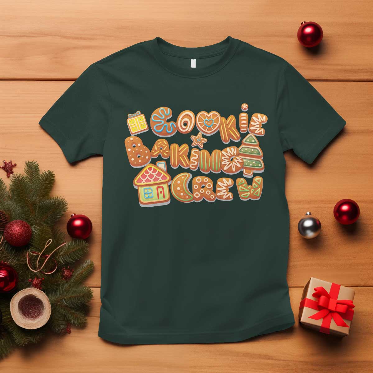 Funny Christmas Baking T Shirt Cookie Baking Crew Family Matching TS11 Dark Forest Green Print Your Wear
