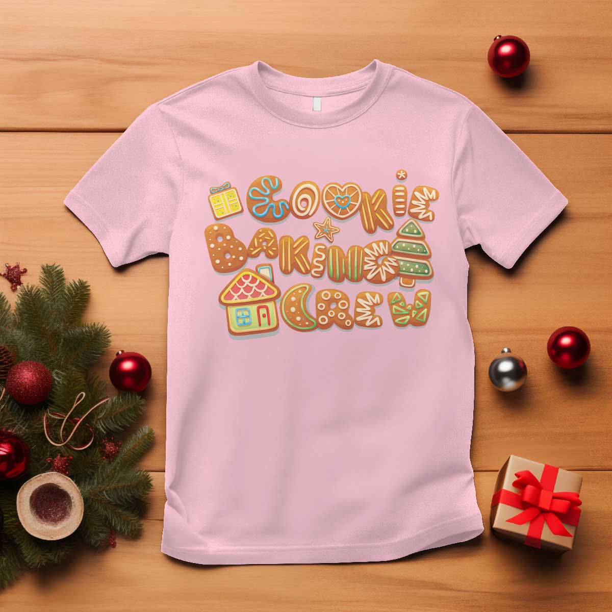 Funny Christmas Baking T Shirt Cookie Baking Crew Family Matching TS11 Light Pink Print Your Wear