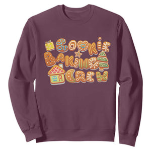 Funny Christmas Baking Sweatshirt Cookie Baking Crew Family Matching TS11 Maroon Print Your Wear