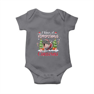 Funny Moo Deng Christmas Baby Onesie I Want A Hippopotamus For Christmas Santa Baby Pygmy TS11 Charcoal Print Your Wear