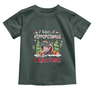 Funny Moo Deng Christmas Toddler T Shirt I Want A Hippopotamus For Christmas Santa Baby Pygmy TS11 Dark Forest Green Print Your Wear