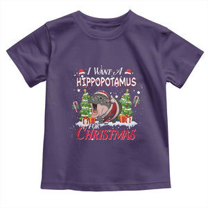 Funny Moo Deng Christmas Toddler T Shirt I Want A Hippopotamus For Christmas Santa Baby Pygmy TS11 Purple Print Your Wear