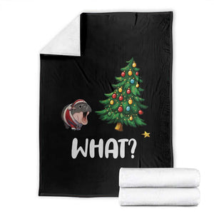 Funny Moo Deng Christmas Throw Blanket What Santa Cute Hippo Zoo Meme Baby Pygmy Xmas Tree TS11 Black Print Your Wear