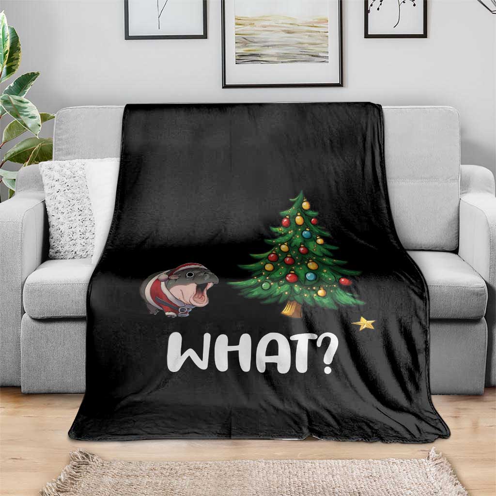 Funny Moo Deng Christmas Throw Blanket What Santa Cute Hippo Zoo Meme Baby Pygmy Xmas Tree TS11 Print Your Wear