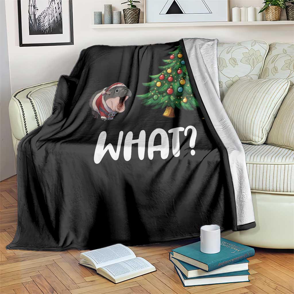 Funny Moo Deng Christmas Throw Blanket What Santa Cute Hippo Zoo Meme Baby Pygmy Xmas Tree TS11 Print Your Wear