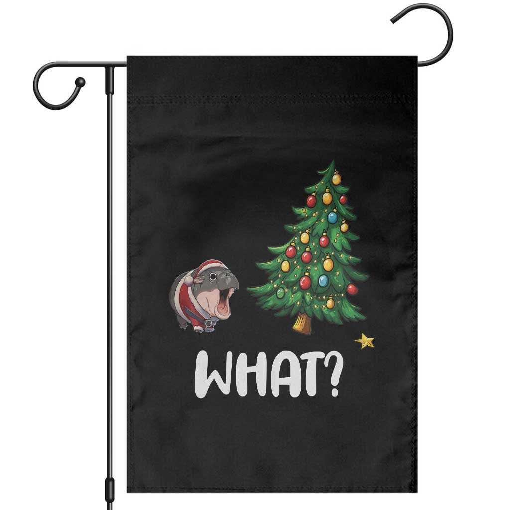 Funny Moo Deng Christmas Garden Flag What Santa Cute Hippo Zoo Meme Baby Pygmy Xmas Tree TS11 Black Print Your Wear