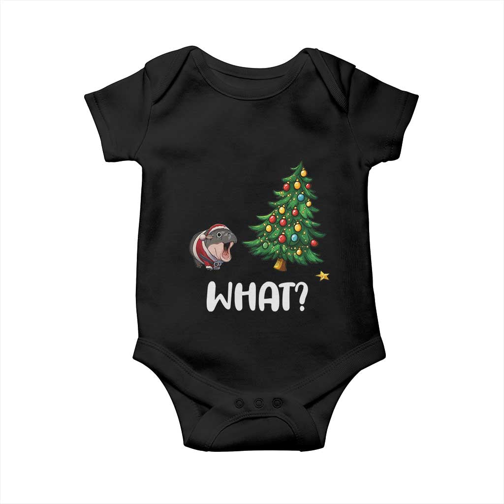 Funny Moo Deng Christmas Baby Onesie What Santa Cute Hippo Zoo Meme Baby Pygmy Xmas Tree TS11 Black Print Your Wear