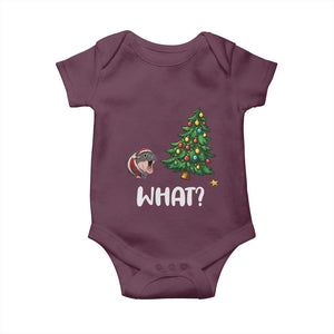 Funny Moo Deng Christmas Baby Onesie What Santa Cute Hippo Zoo Meme Baby Pygmy Xmas Tree TS11 Maroon Print Your Wear