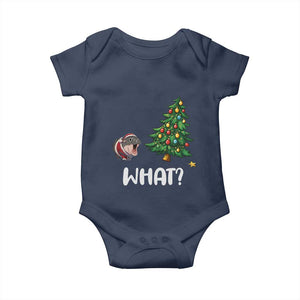 Funny Moo Deng Christmas Baby Onesie What Santa Cute Hippo Zoo Meme Baby Pygmy Xmas Tree TS11 Navy Print Your Wear