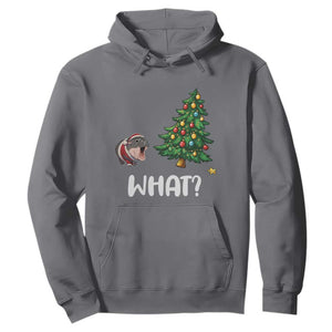 Funny Moo Deng Christmas Hoodie What Santa Cute Hippo Zoo Meme Baby Pygmy Xmas Tree TS11 Charcoal Print Your Wear