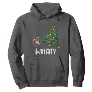 Funny Moo Deng Christmas Hoodie What Santa Cute Hippo Zoo Meme Baby Pygmy Xmas Tree TS11 Dark Heather Print Your Wear
