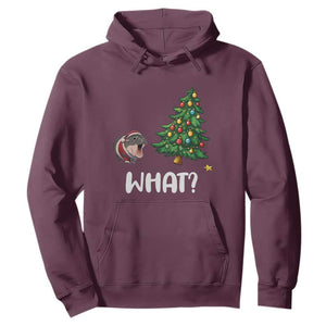 Funny Moo Deng Christmas Hoodie What Santa Cute Hippo Zoo Meme Baby Pygmy Xmas Tree TS11 Maroon Print Your Wear