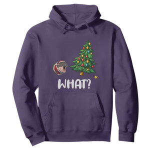 Funny Moo Deng Christmas Hoodie What Santa Cute Hippo Zoo Meme Baby Pygmy Xmas Tree TS11 Purple Print Your Wear