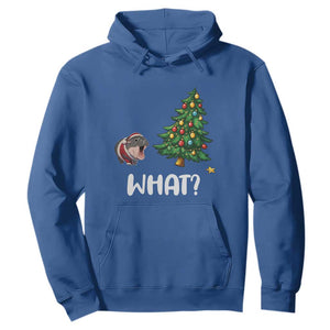 Funny Moo Deng Christmas Hoodie What Santa Cute Hippo Zoo Meme Baby Pygmy Xmas Tree TS11 Royal Blue Print Your Wear
