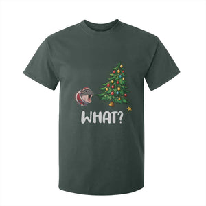 Funny Moo Deng Christmas T Shirt For Kid What Santa Cute Hippo Zoo Meme Baby Pygmy Xmas Tree TS11 Dark Forest Green Print Your Wear