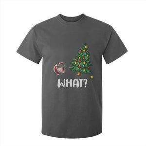 Funny Moo Deng Christmas T Shirt For Kid What Santa Cute Hippo Zoo Meme Baby Pygmy Xmas Tree TS11 Dark Heather Print Your Wear