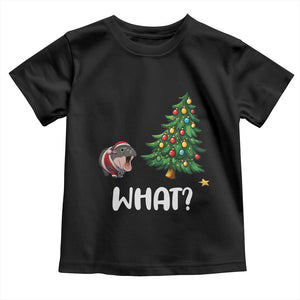 Funny Moo Deng Christmas Toddler T Shirt What Santa Cute Hippo Zoo Meme Baby Pygmy Xmas Tree TS11 Black Print Your Wear