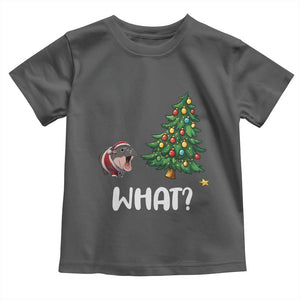 Funny Moo Deng Christmas Toddler T Shirt What Santa Cute Hippo Zoo Meme Baby Pygmy Xmas Tree TS11 Dark Heather Print Your Wear
