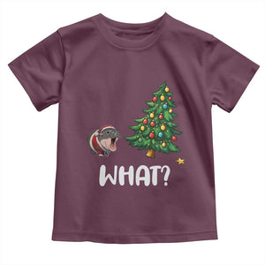 Funny Moo Deng Christmas Toddler T Shirt What Santa Cute Hippo Zoo Meme Baby Pygmy Xmas Tree TS11 Maroon Print Your Wear