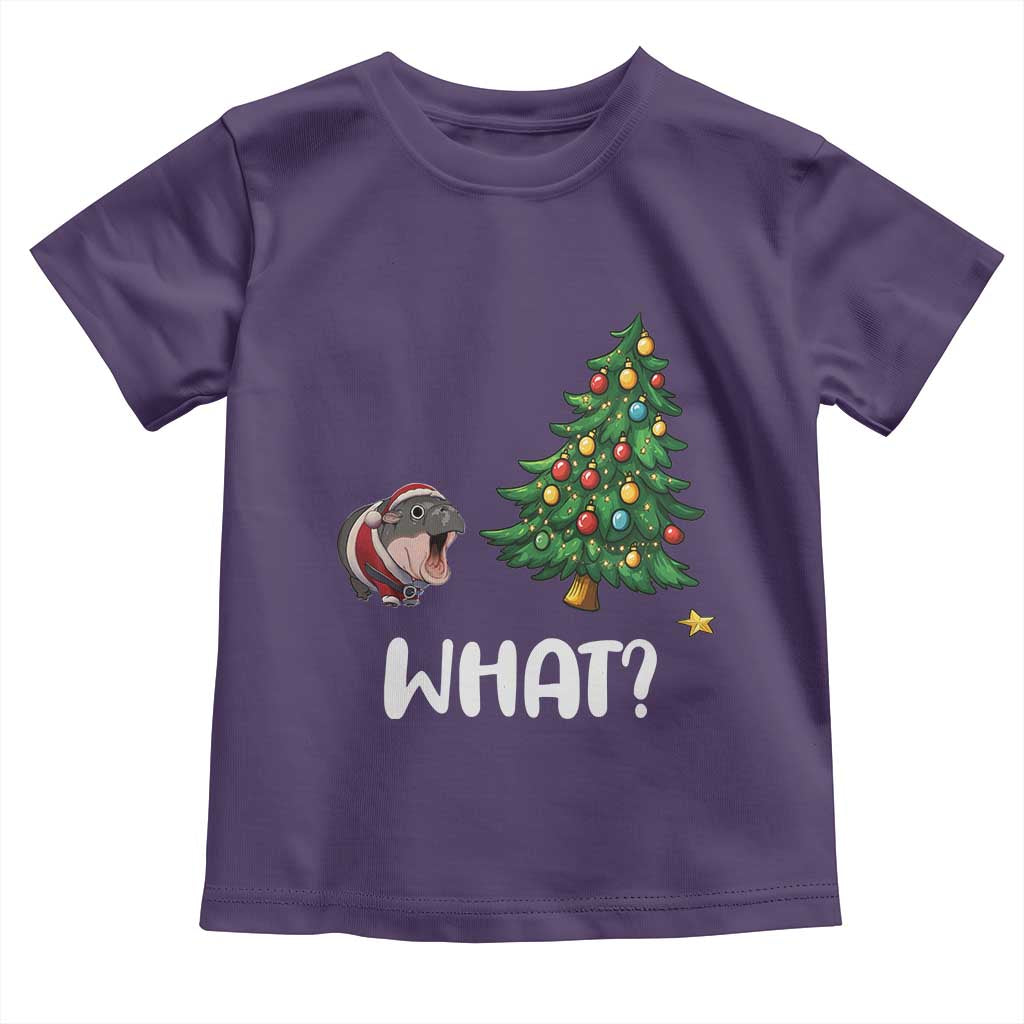 Funny Moo Deng Christmas Toddler T Shirt What Santa Cute Hippo Zoo Meme Baby Pygmy Xmas Tree TS11 Purple Print Your Wear