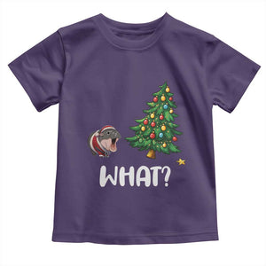 Funny Moo Deng Christmas Toddler T Shirt What Santa Cute Hippo Zoo Meme Baby Pygmy Xmas Tree TS11 Purple Print Your Wear