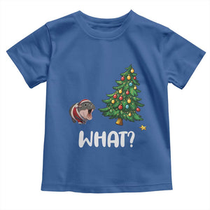Funny Moo Deng Christmas Toddler T Shirt What Santa Cute Hippo Zoo Meme Baby Pygmy Xmas Tree TS11 Royal Blue Print Your Wear