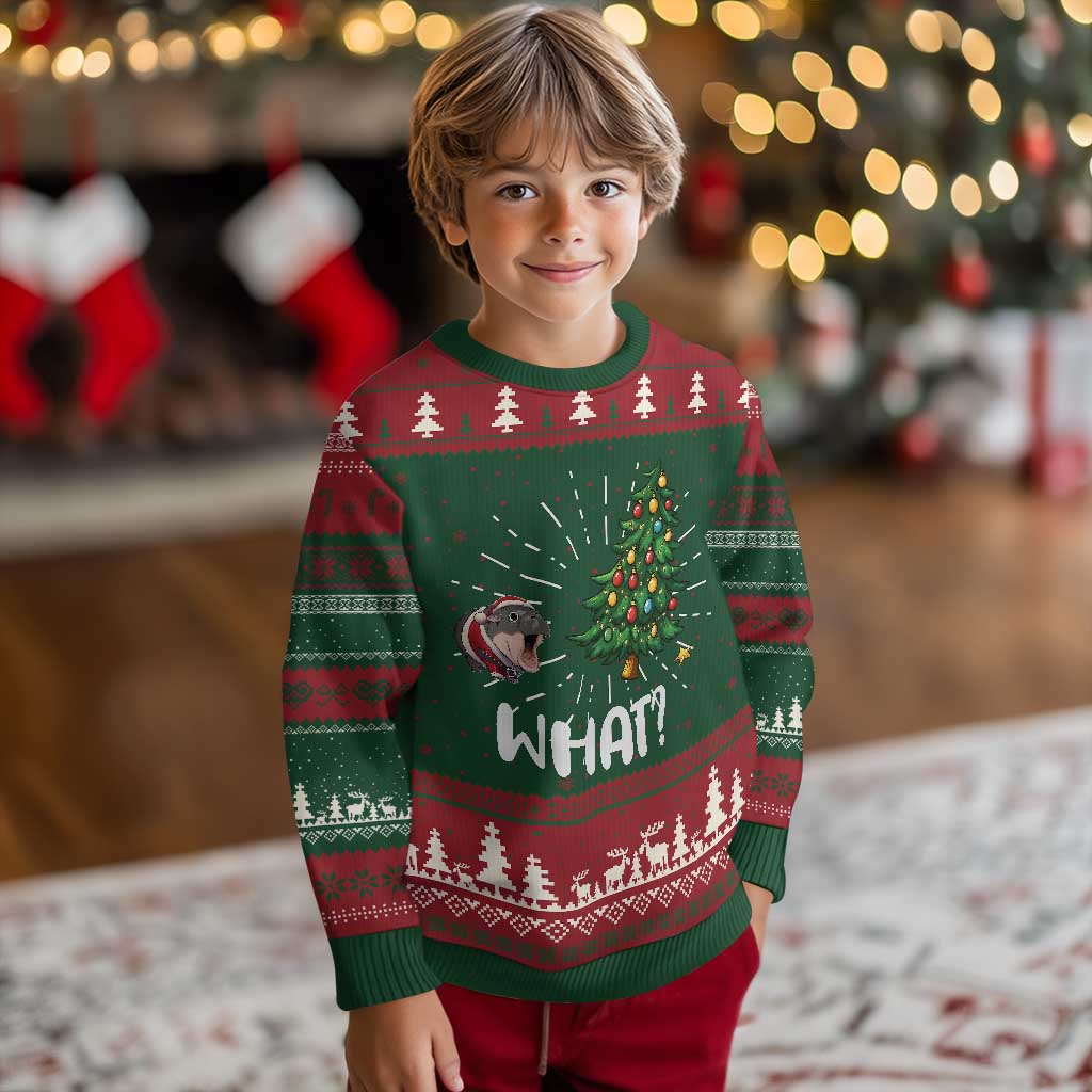 Funny Moo Deng Xmas Ugly Christmas Sweater What Santa Cute Hippo Zoo Meme Baby Pygmy Xmas Tree TS11 Christmas Print Your Wear