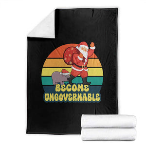 Funny Moo Deng Christmas Throw Blanket Become Ungovernable Xmas Santa TS11 Black Print Your Wear