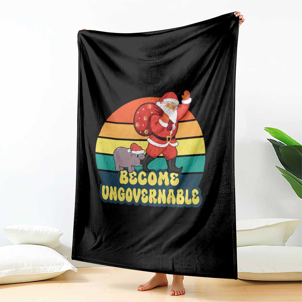 Funny Moo Deng Christmas Throw Blanket Become Ungovernable Xmas Santa TS11 Print Your Wear
