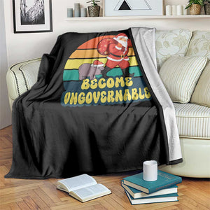 Funny Moo Deng Christmas Throw Blanket Become Ungovernable Xmas Santa TS11 Print Your Wear