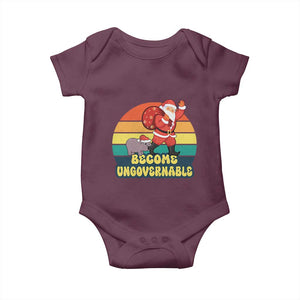 Funny Moo Deng Christmas Baby Onesie Become Ungovernable Xmas Santa TS11 Maroon Print Your Wear